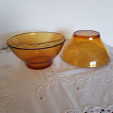 Duo of amber bowls