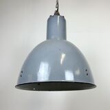 Bauhaus Grey Enamel Industrial Pendant Lamp, 1950s