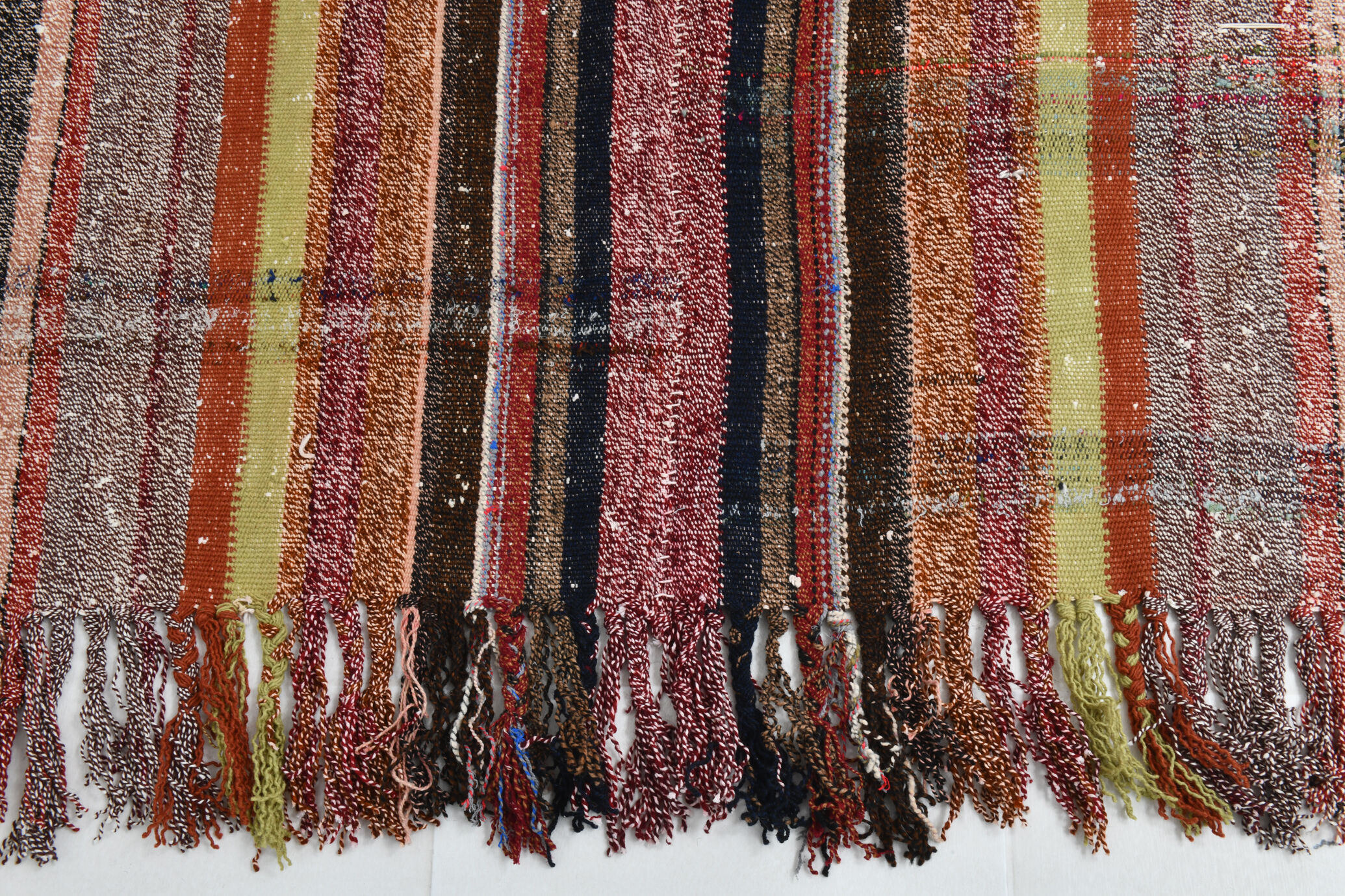 Kilim multicolore rayé moderne 6x7, 203x230Cm