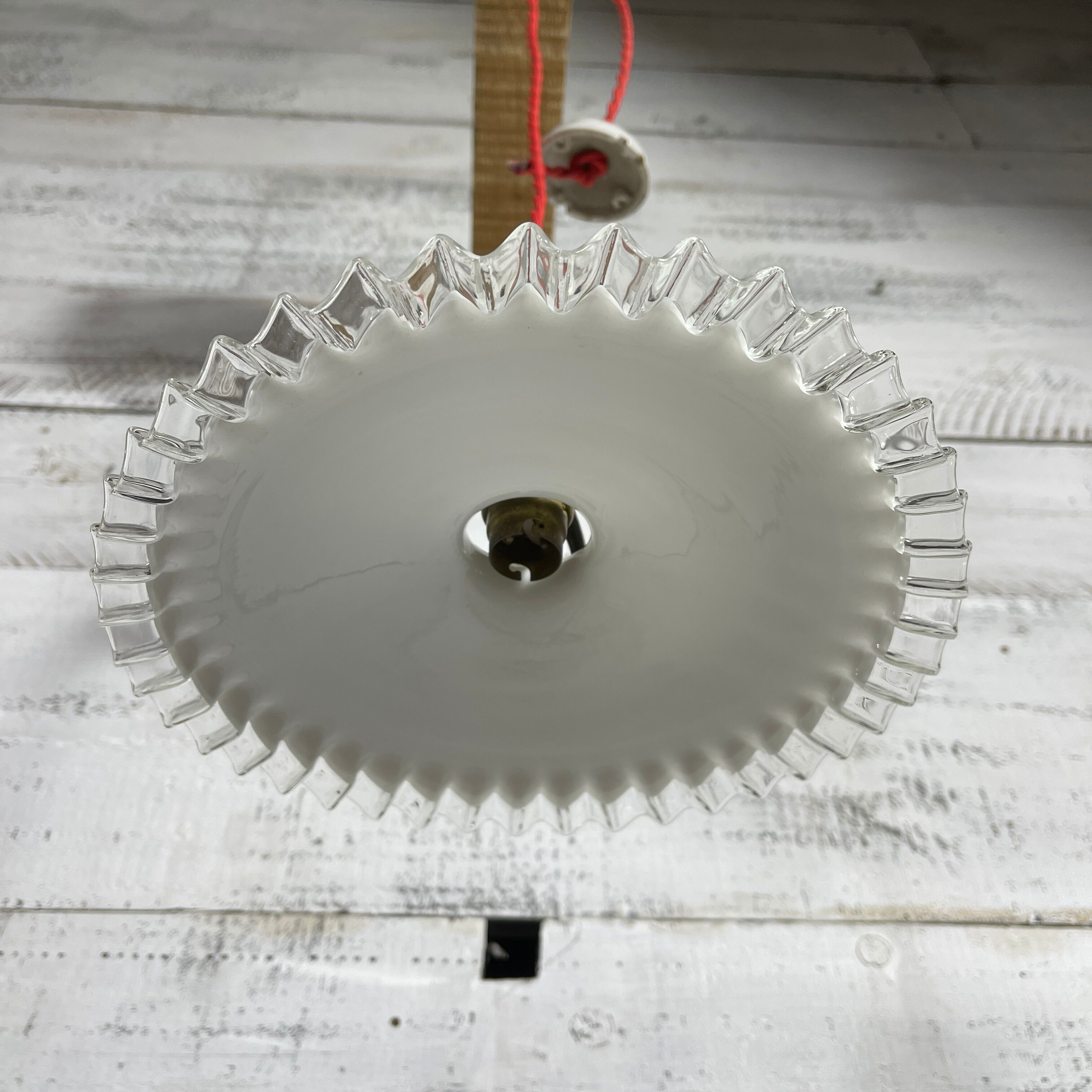 Opaline suspension pleated red cord