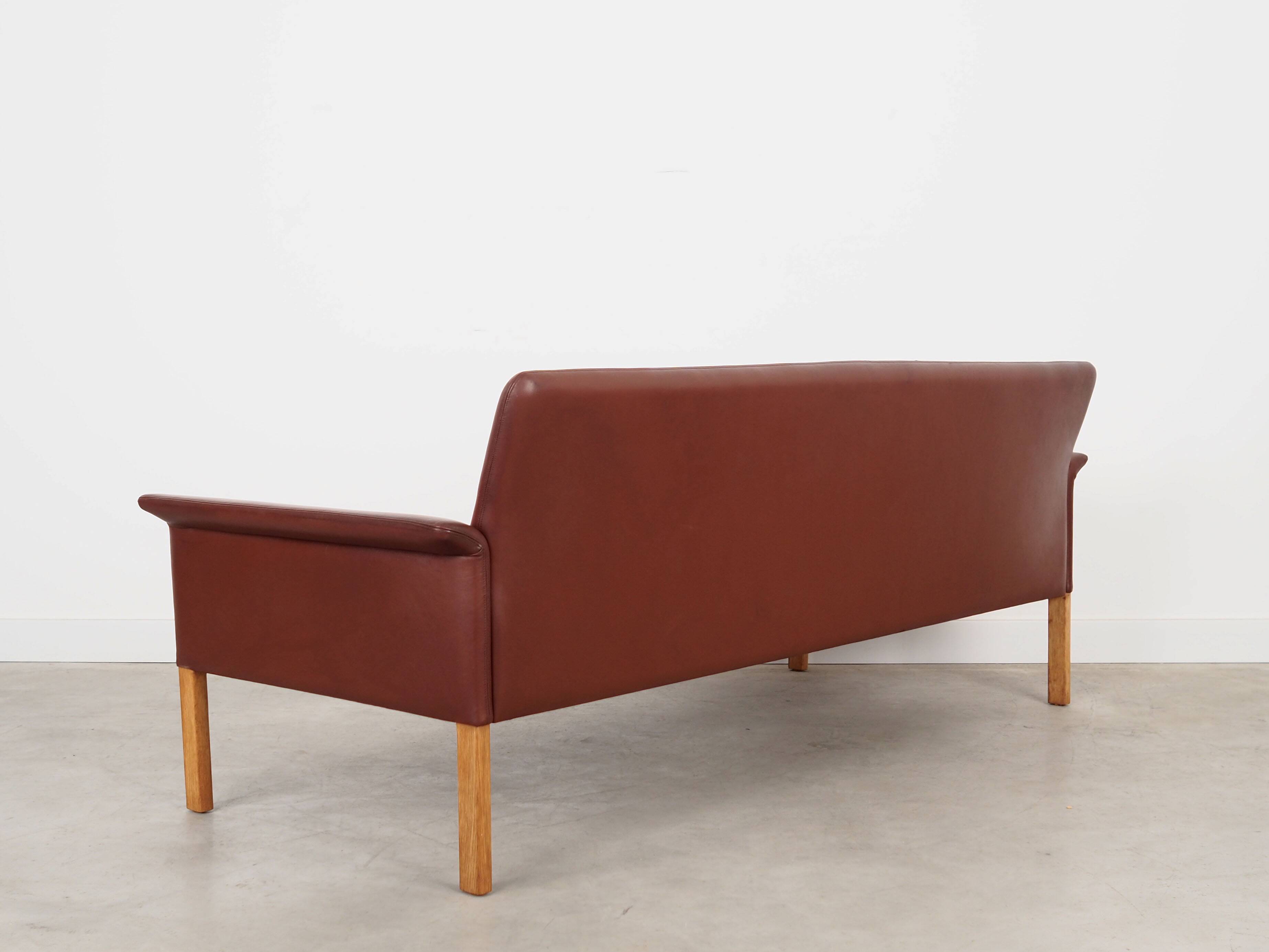 Brown leather sofa, Danish design, 1960s