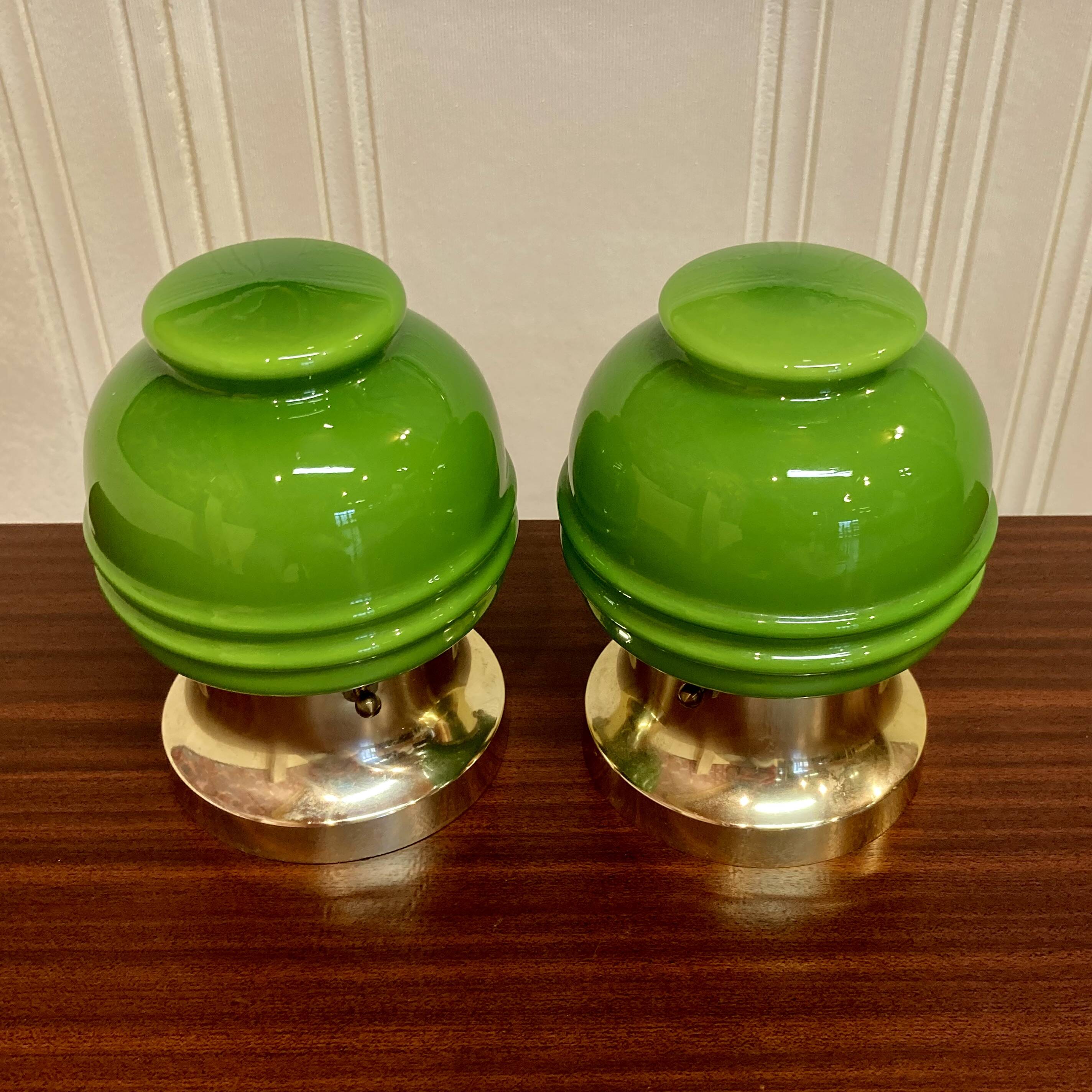 Paire de lampes verre Design scandinave 1950.