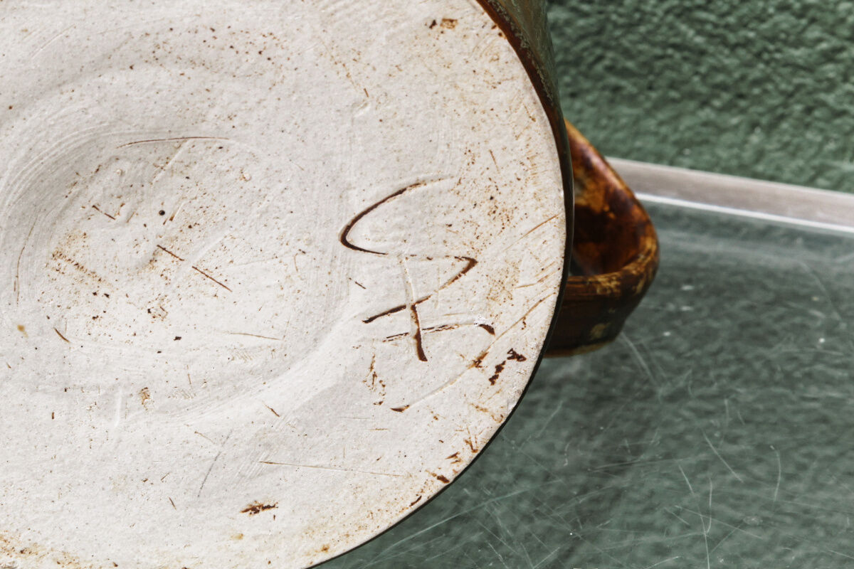 Signed enamelled stoneware lantern, Puisaye