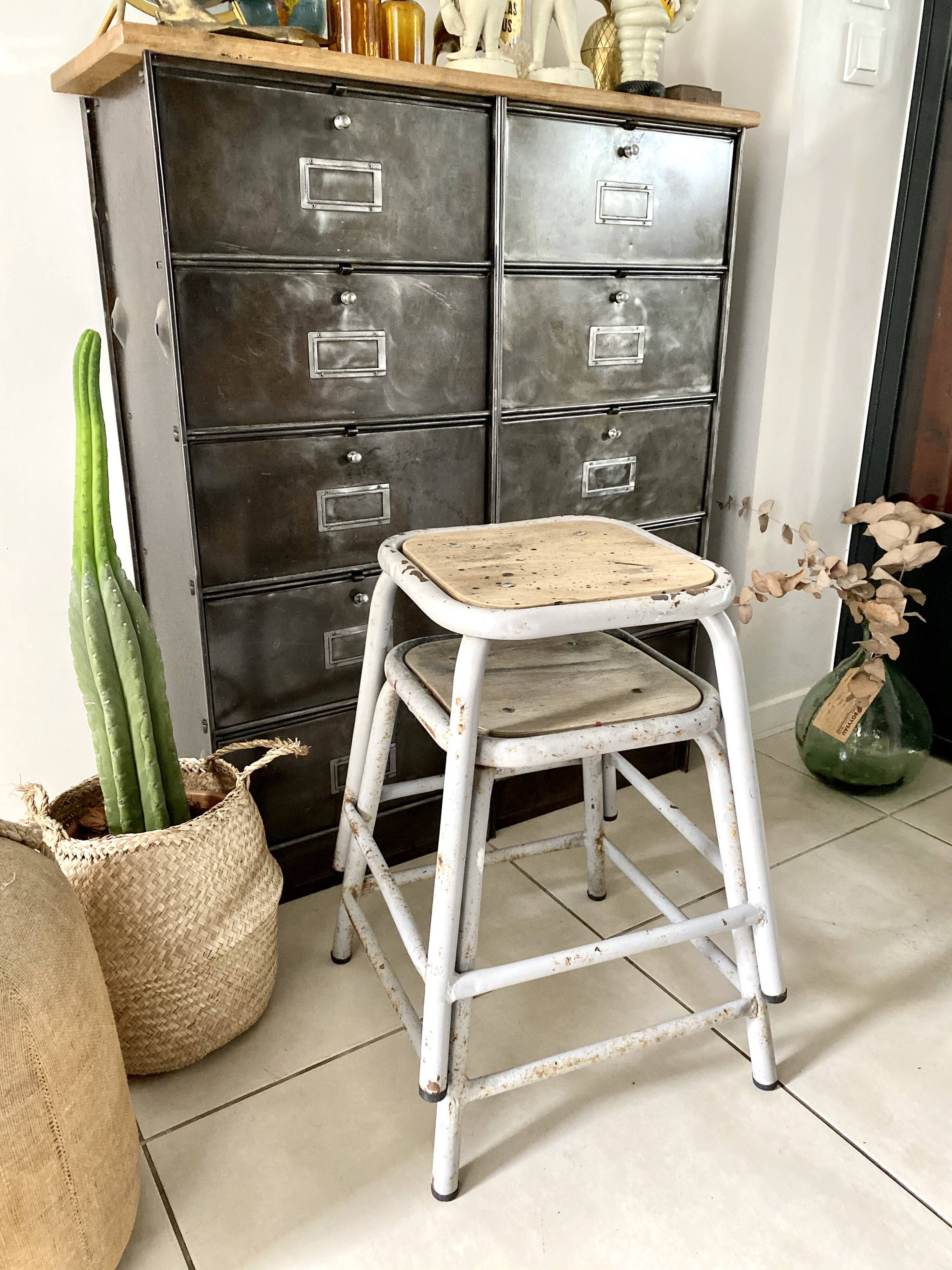 Pair of industrial workshop stools
