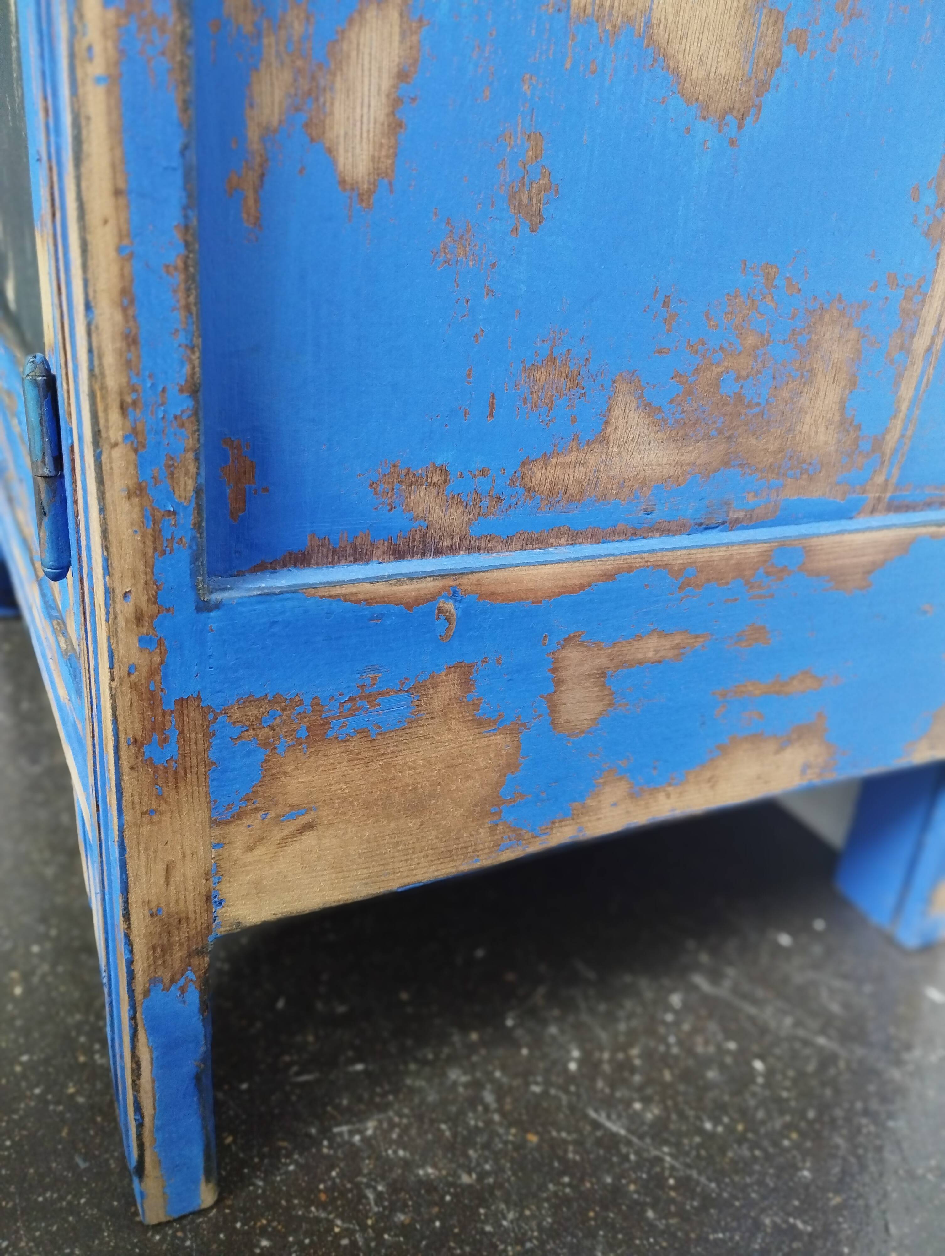 Vintage Jam Cupboard / Small Blue Workshop Cabinet