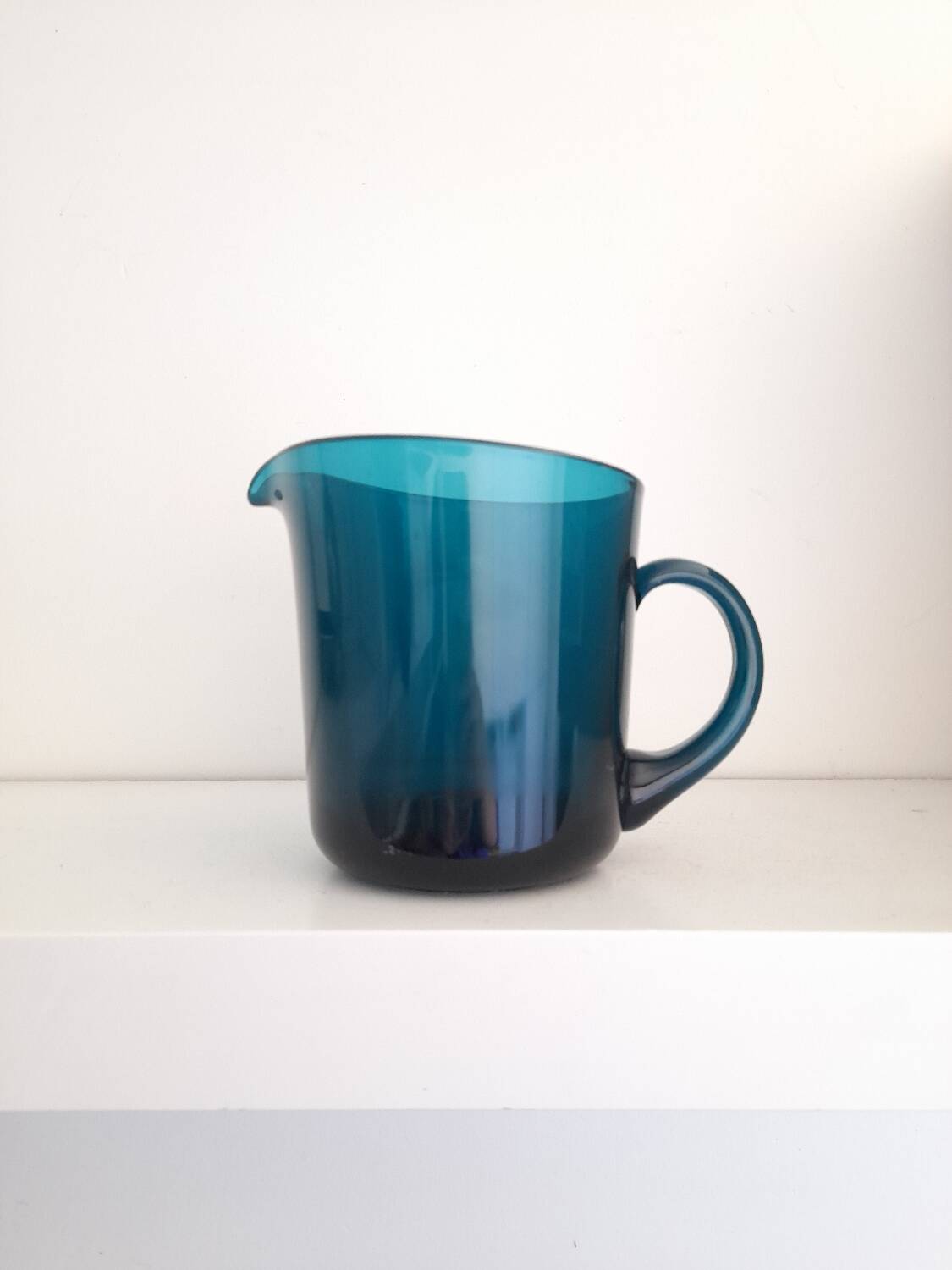 Petrol blue glass carafe