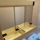 Allibert vintage toilet cabinet three mirror doors, two drawers, lamp