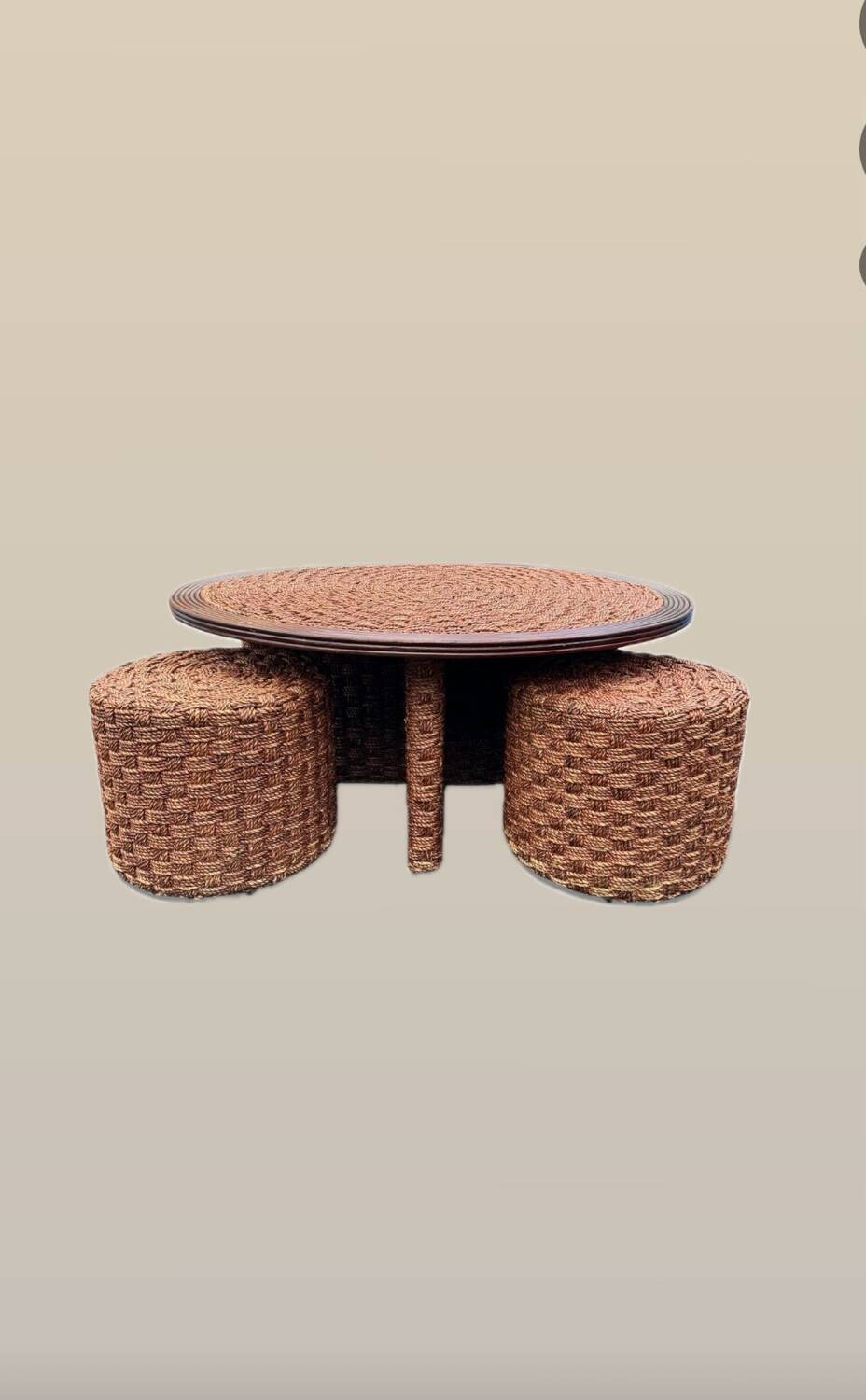 Coffee table and 4 stools in the style of Audoux & Minet.