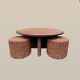 Coffee table and 4 stools in the style of Audoux & Minet.