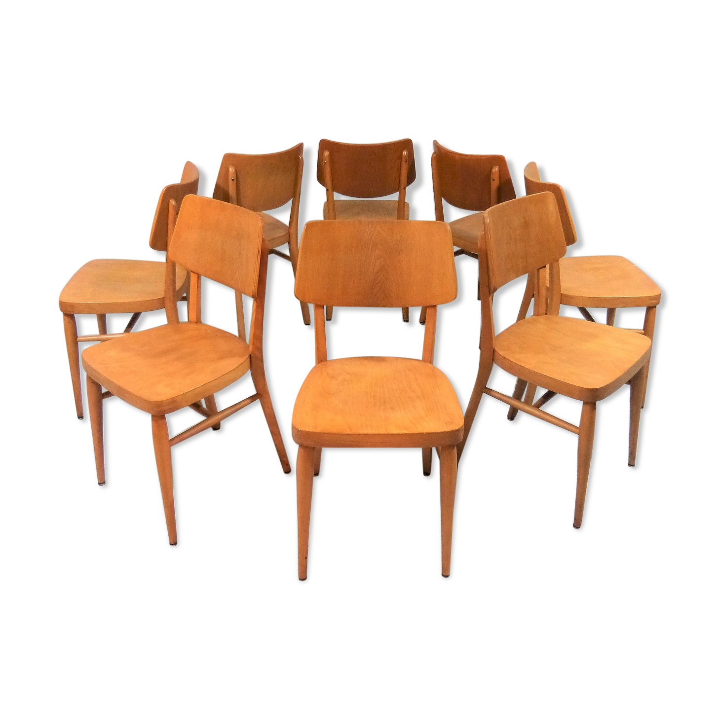 Set of 8 wooden dining chairs 1950’s