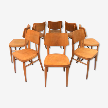 Set of 8 wooden dining chairs 1950’s