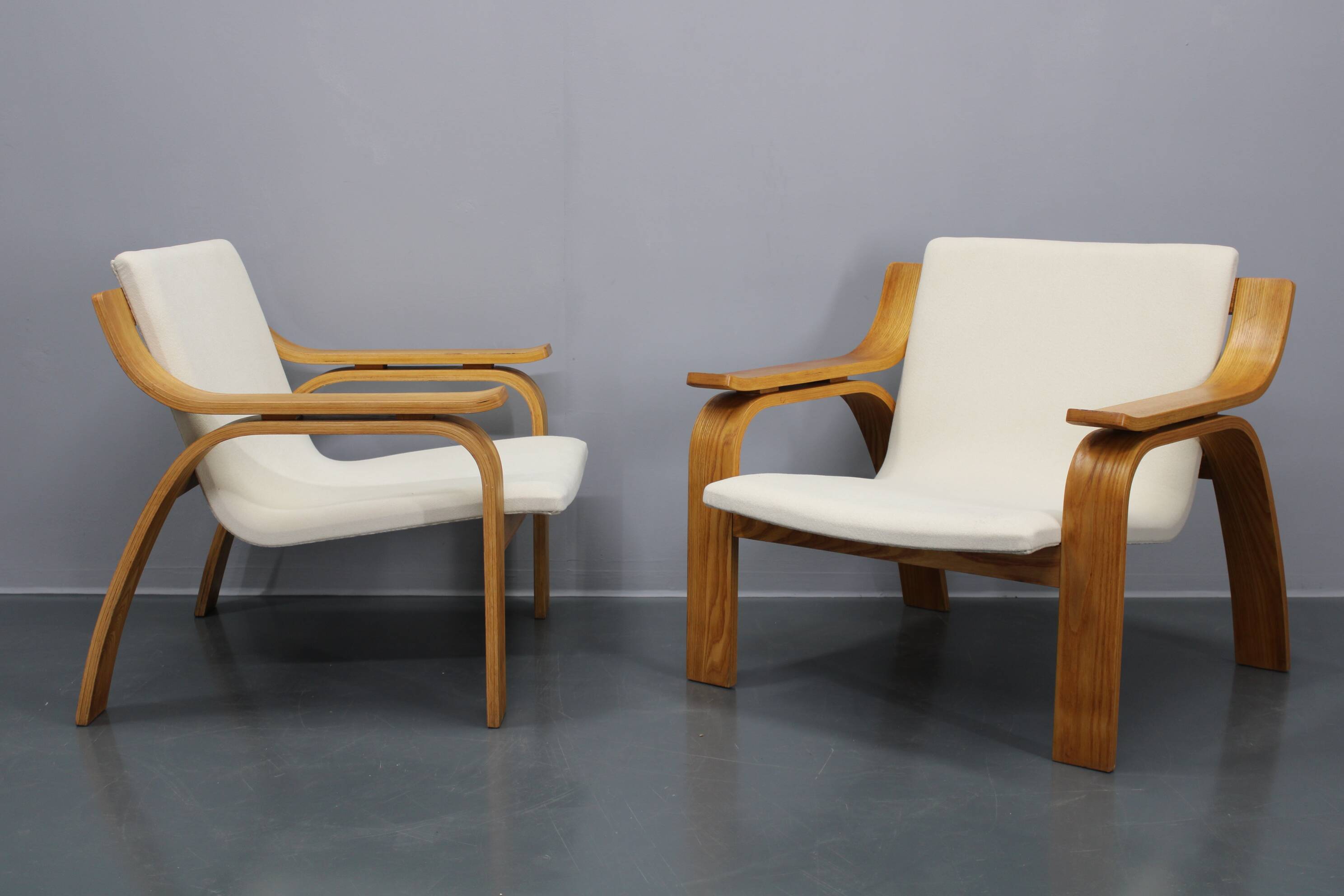 1970s Pair of Rare Restored Armchairs in the Style of Marco Zanuso, Czechoslovakia