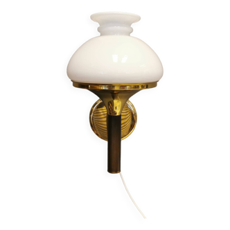 Wall lamp in brass with original milky white glass shade, designed by Svend Mejlstrøm Denmark 1960s