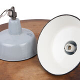 Grey industrial enamel lamp from Poland, 1960