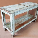 Burmese teak bench with original blue patina