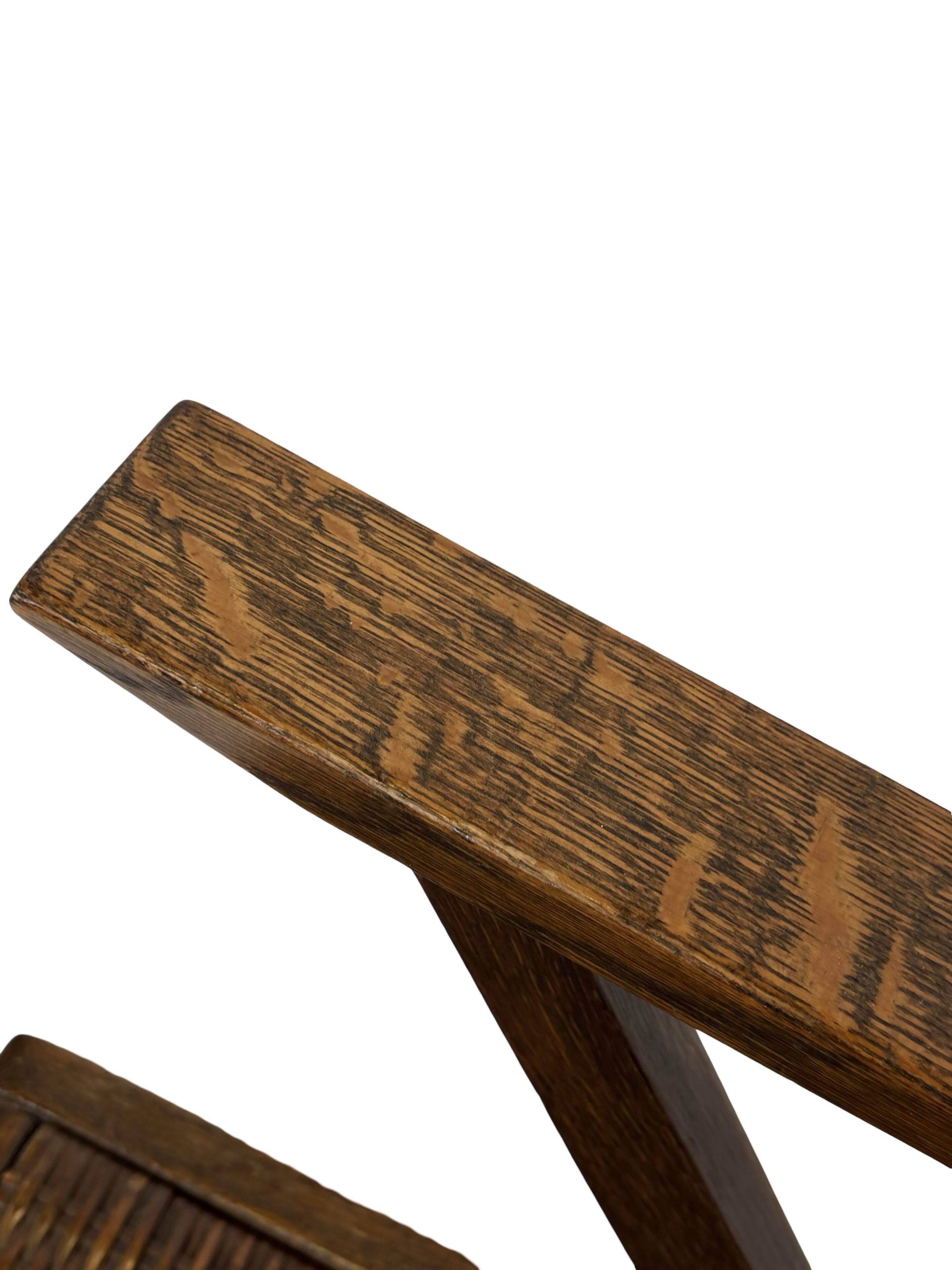 Art Deco oak armchair with webbing 1950s minimalist