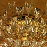 Stilkronen gold-plated brass and crystal glass chandelier, Italy 1970s