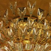 Stilkronen gold-plated brass and crystal glass chandelier, Italy 1970s