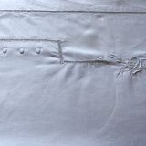 Drap lin ancien brodé à la main et monogramme t t 226 x 324