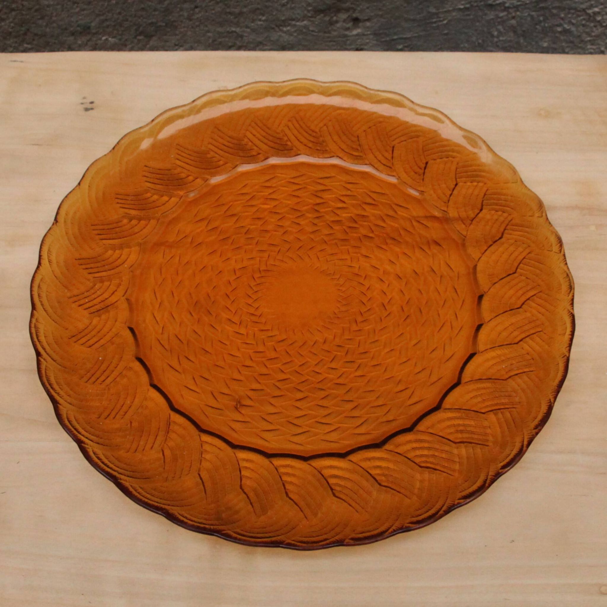 Plat à gâteau en verre orangé
