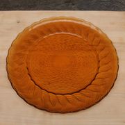 Plat à gâteau en verre orangé