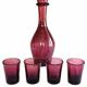 Service Verrerie de Biot, carafe et 4 verres en verre soufflé améthyste