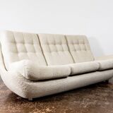 Canapé 3 places space age personnalisable Atlantis en boucle beige années 1970, Tchécoslovaquie