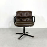 Leather desk chair by Charles Pollock for Knoll 1970