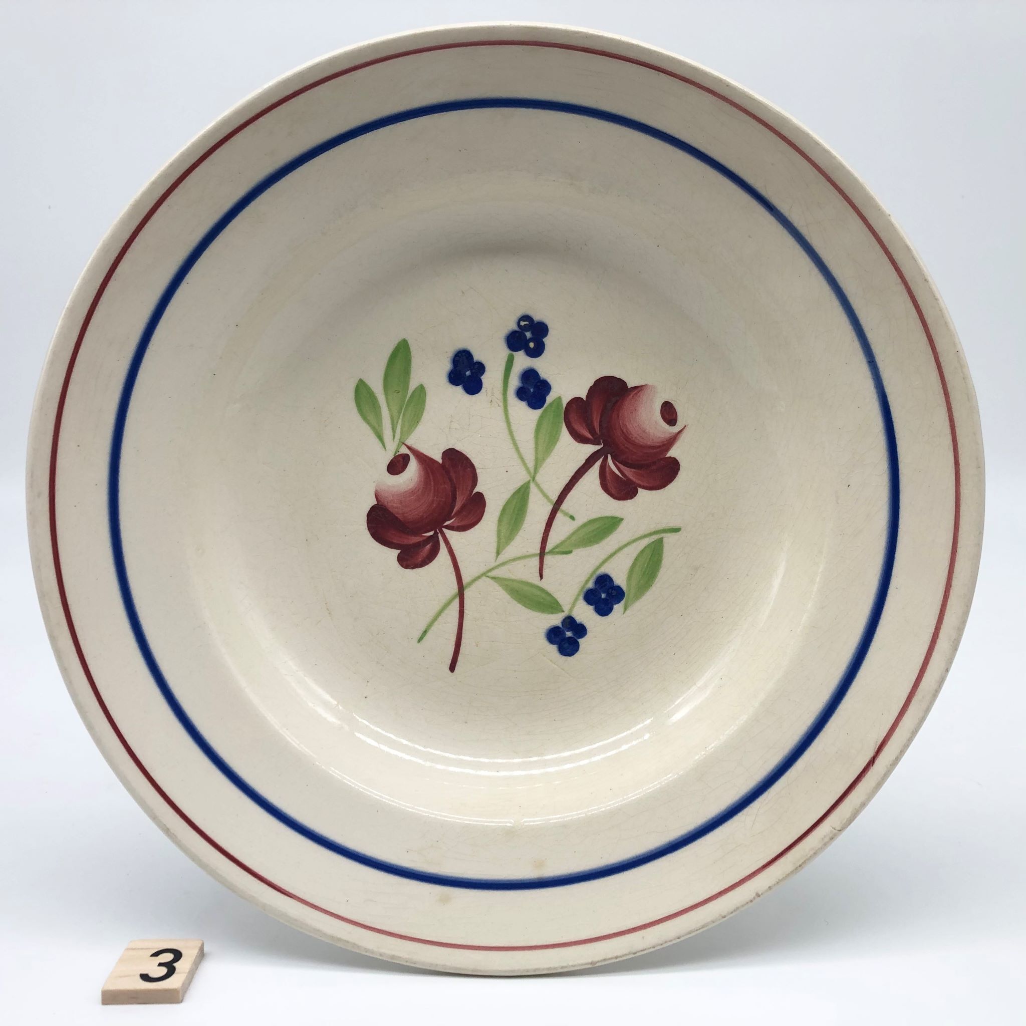 4 hollow plates "lunéville" bagatelle model, hand-painted décor