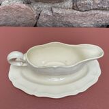 Digoin Sarreguemines ivory gravy boat with gadroons