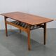 Danish midcentury coffee table with teak veneer and oak base, 1960s