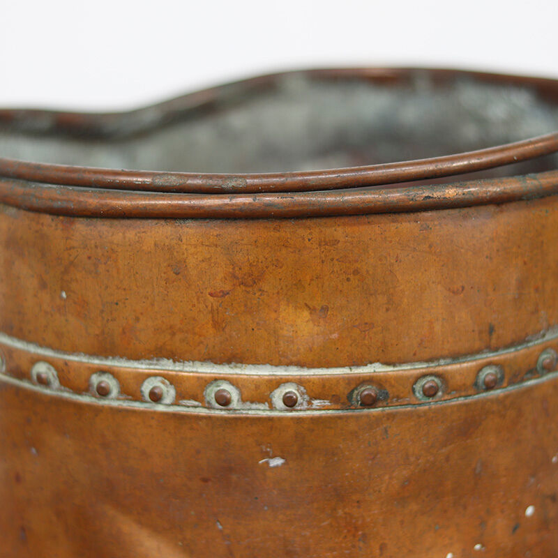 Antique worn Wabi Sabi red copper bucket