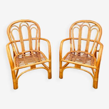 Pair of rattan fauteuisl circa 1980