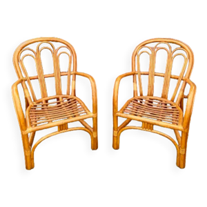 Paire de fauteuisl en - rotin vers