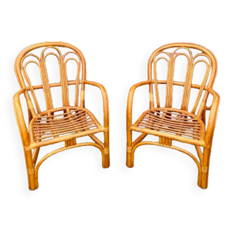 Pair of rattan fauteuisl circa 1980