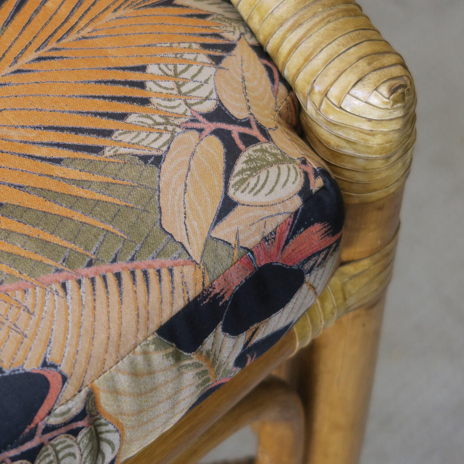 Rattan and caning bench