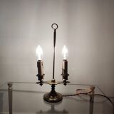 Bouillotte lamp with two lights in gilded bronze