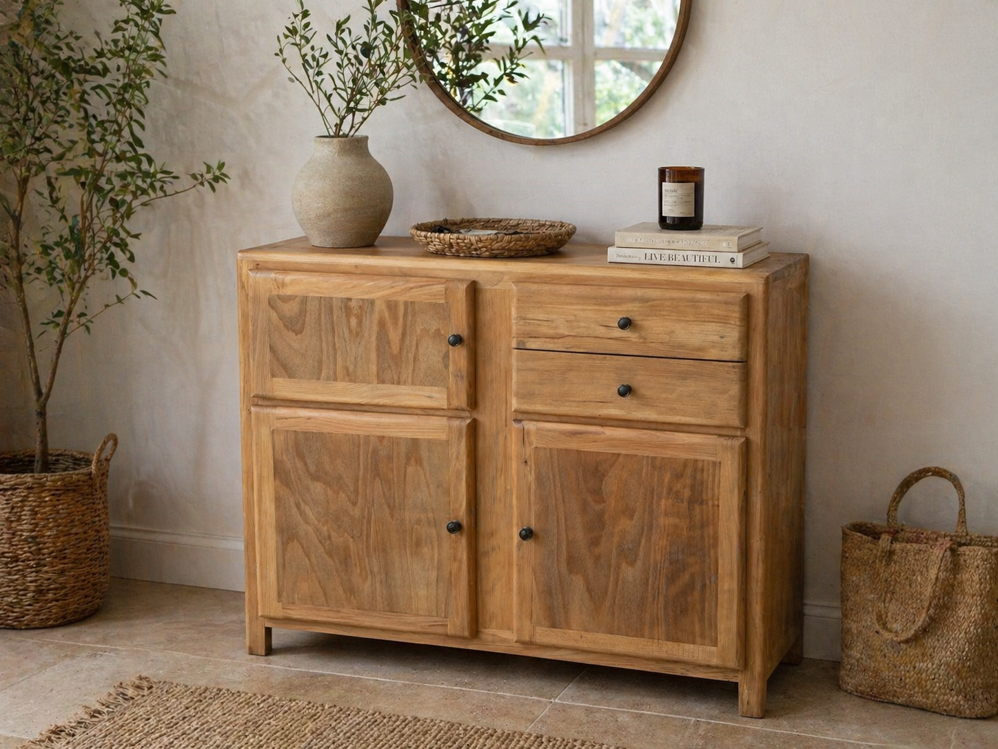 Vintage Scandinavian wooden storage cabinet