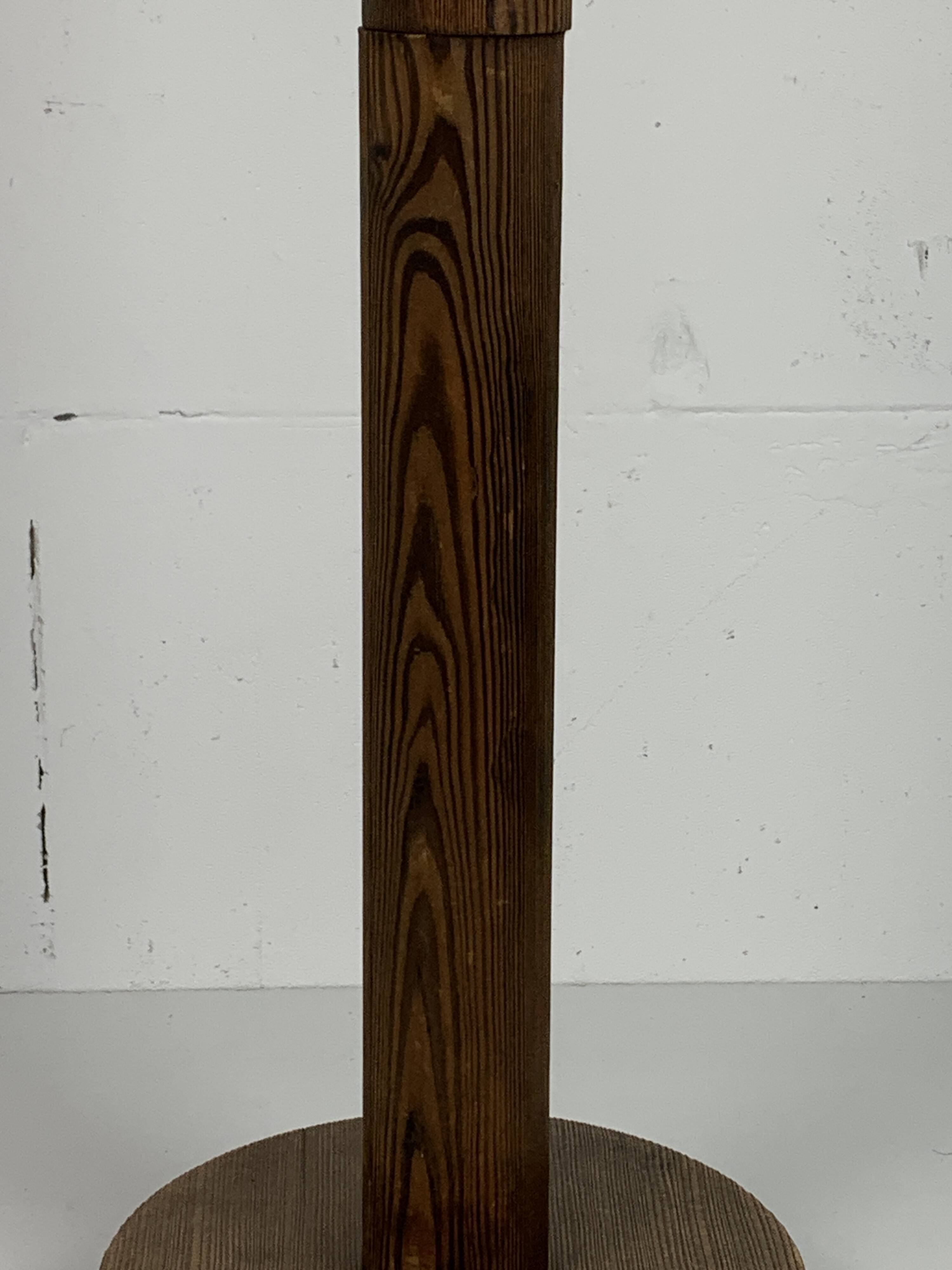 Midcentury brutalist oak floor lamp with 4 spheres, 1970s  by Temde Leuchten