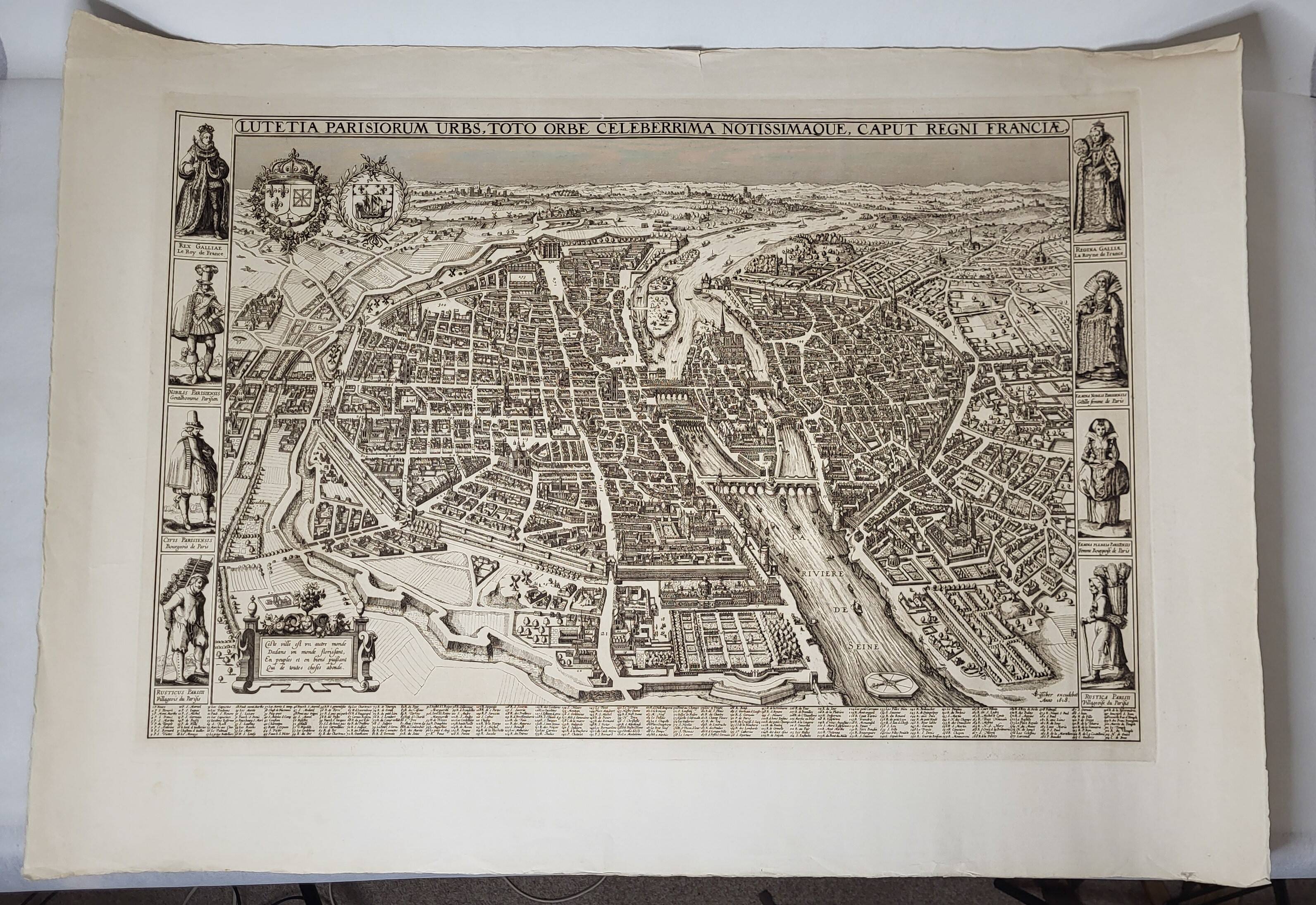 19th century engraving / Plan of Paris / Plan of Visscher