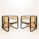 Paire de fauteuils design en bois courbé et osier