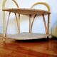 Corner wicker shelf