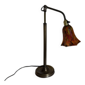 Vintage 1900 Clichy glass paste lamp, brass workshop desk - 60 cm
