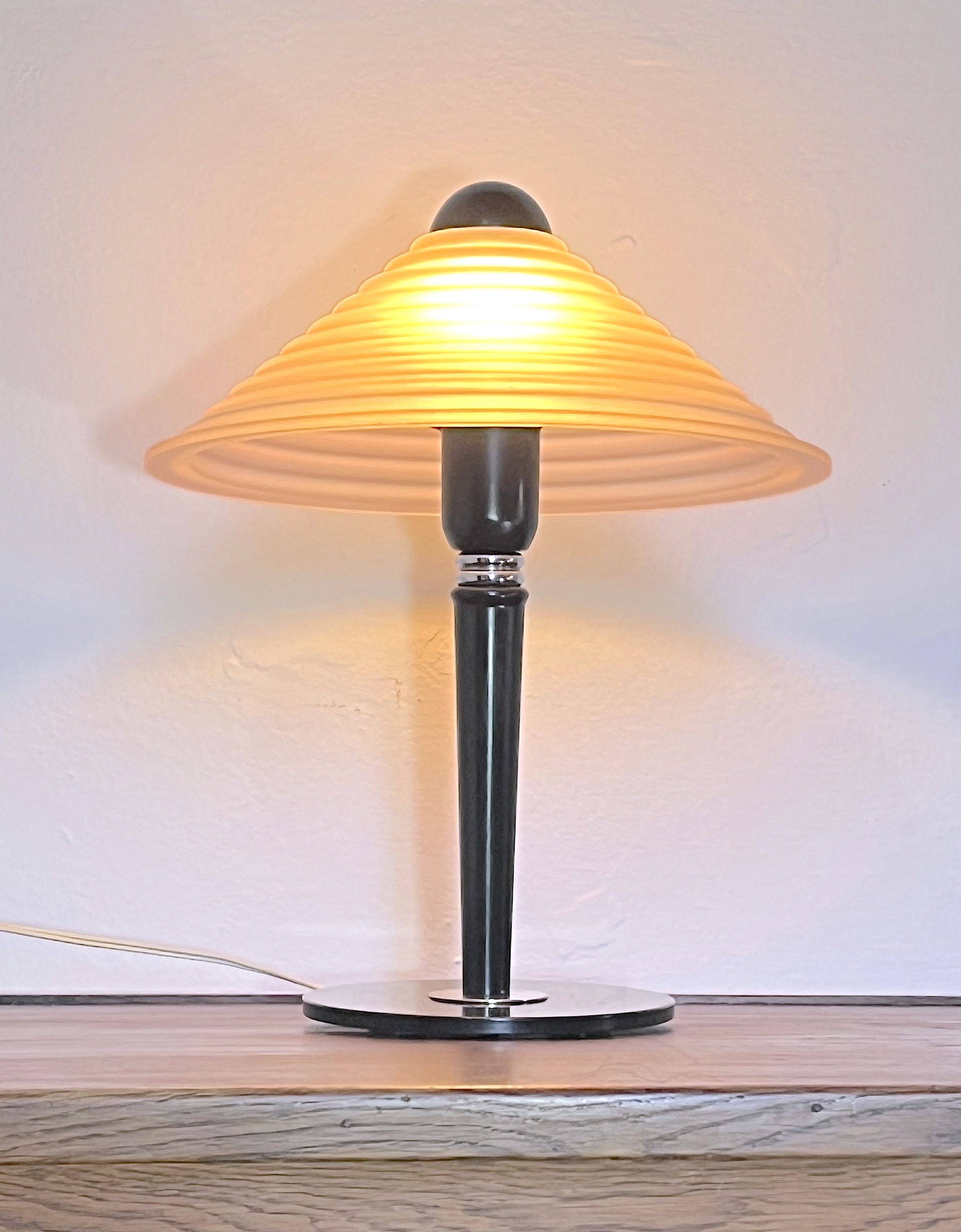 Metal and glass table lamp from Venice, Italy, 1980s