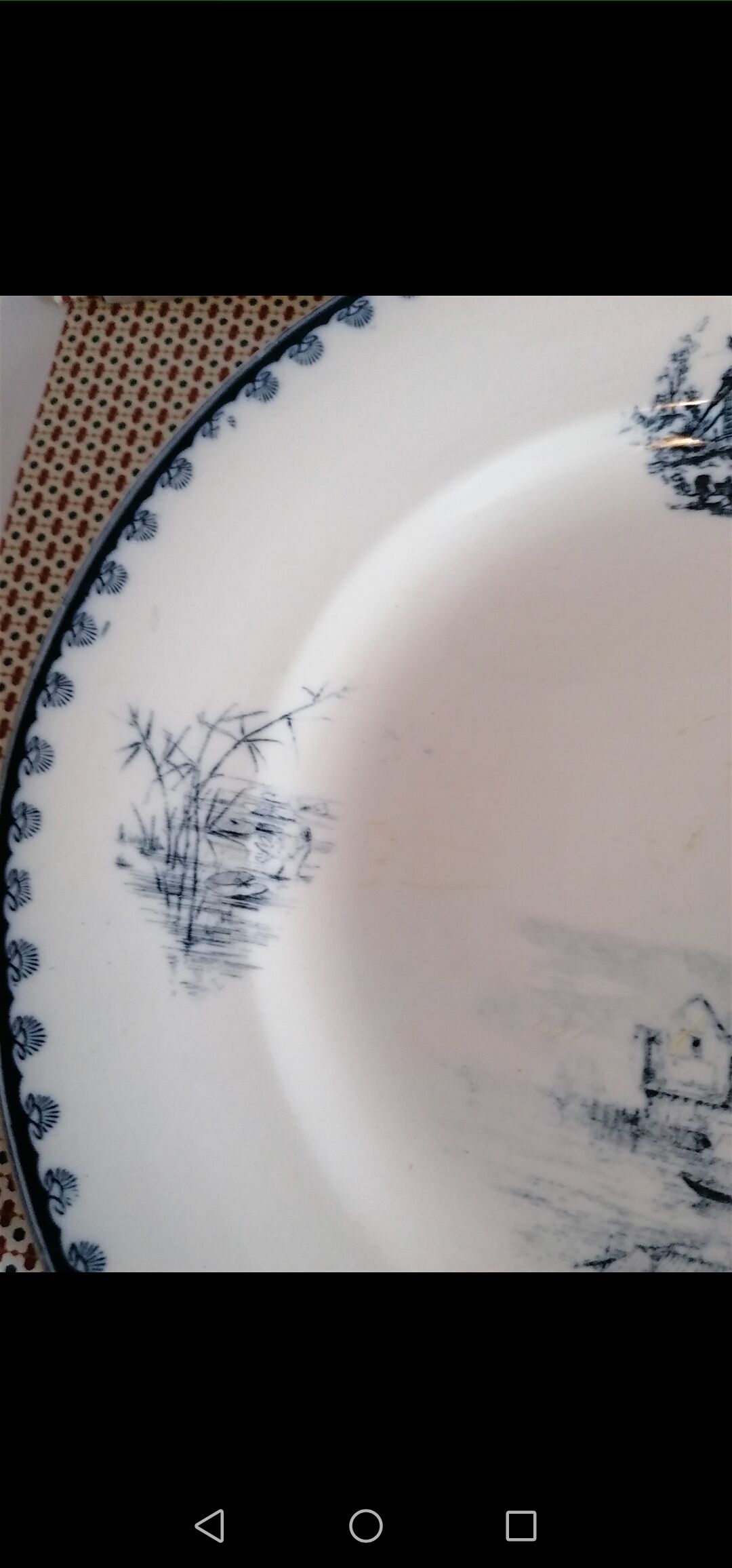 Former plate earthenware iron earth, blue landscape décor, Vermont - Blanchet Paris 19th