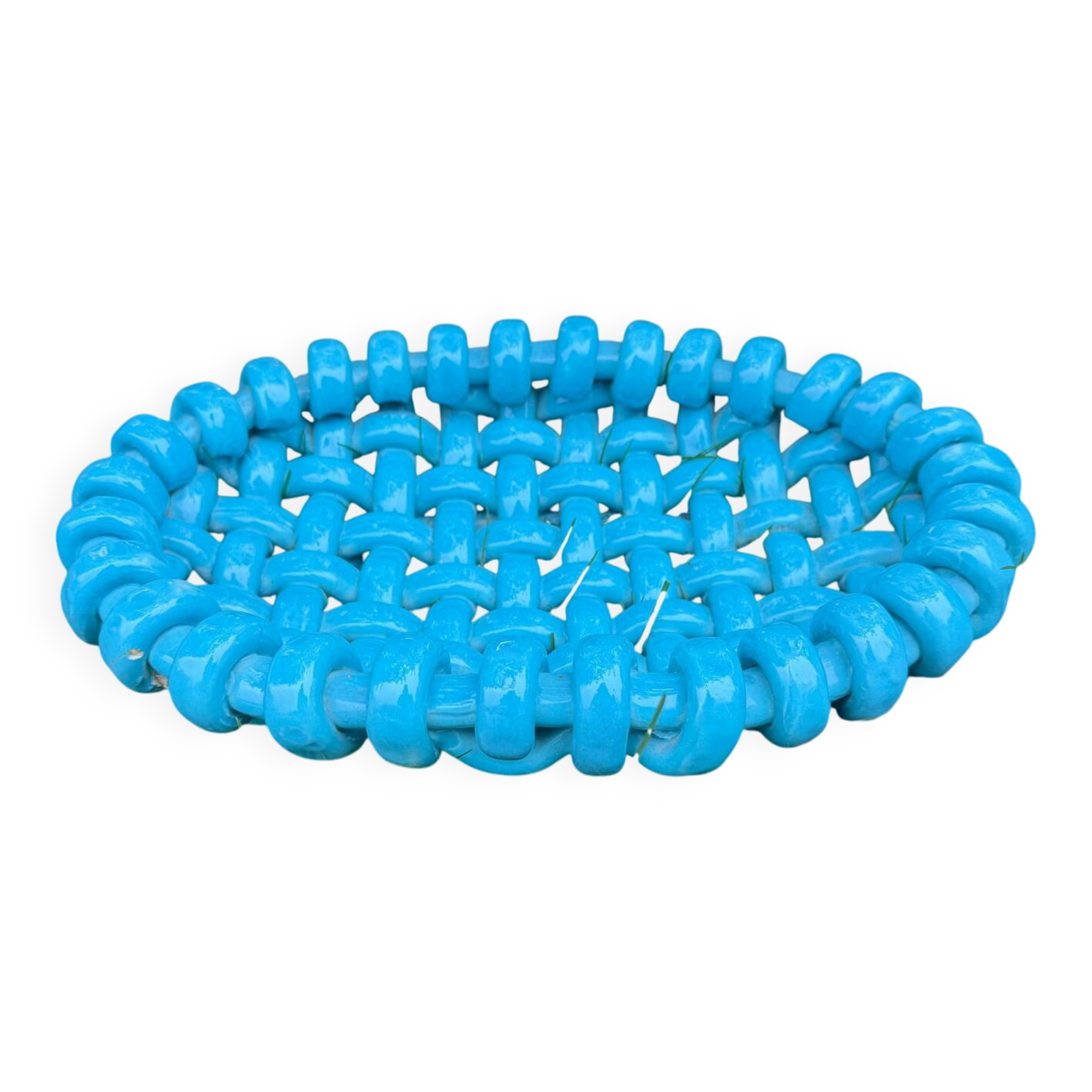 Turquoise ceramic bowl by Jérôme Massier 1950