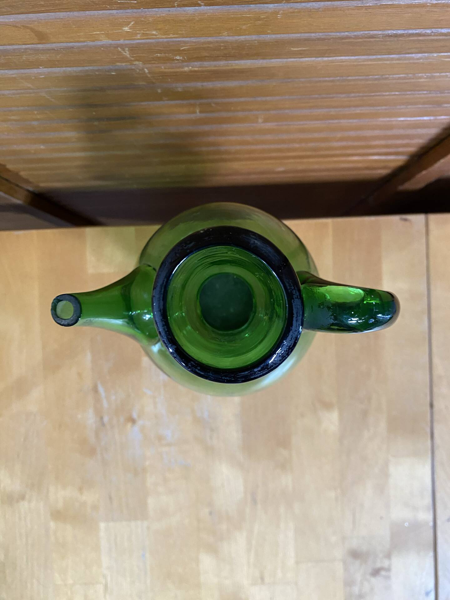 Old pitcher jug empoli bubbled green glass italy vintage
