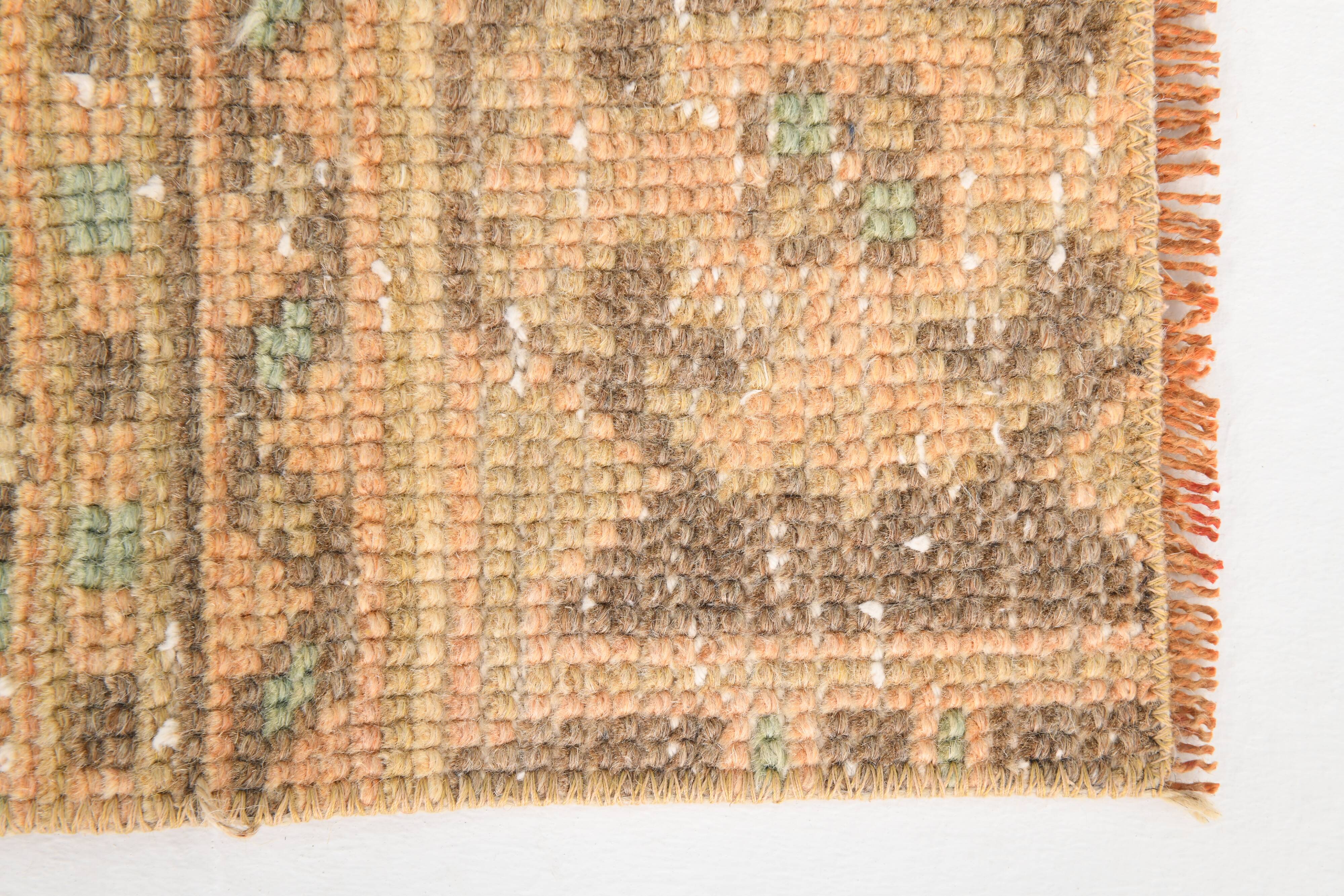 2x5 Turkish Vintage Runner Rug: Light Orange Peach Handmade Carpet 75x170Cm