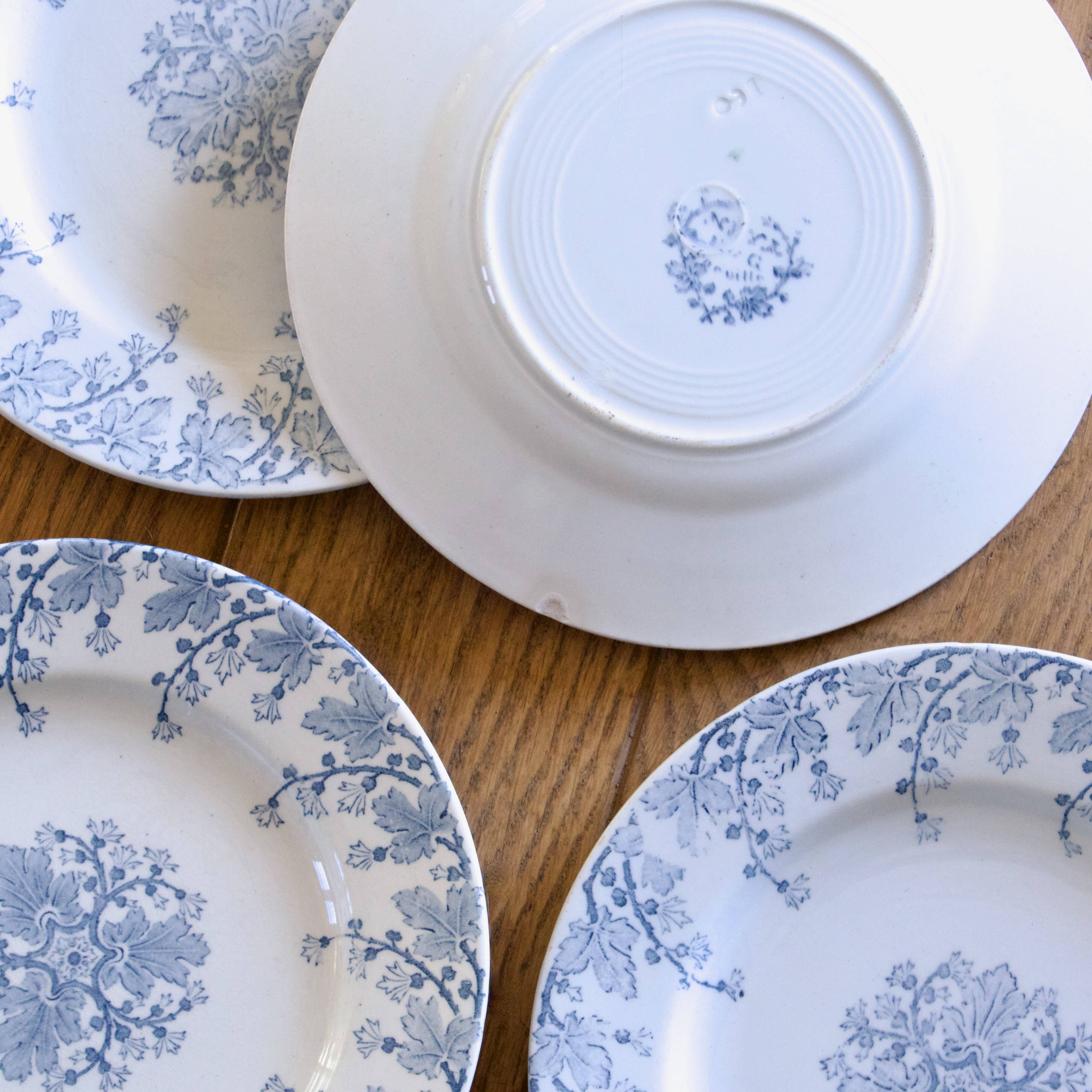 7 19th century ironstone plates signed KG Lunéville, "Neva" collection