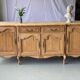 Vintage sideboard renovated in marquetry and raw solid wood